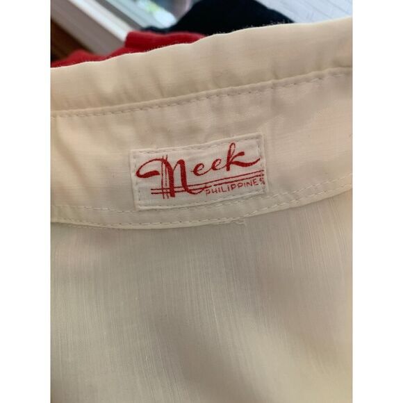 VTG Barong Tagalog Shirt Men’s SMALL Filipino Embroidered Ivory Button Shirt - Picture 12 of 12